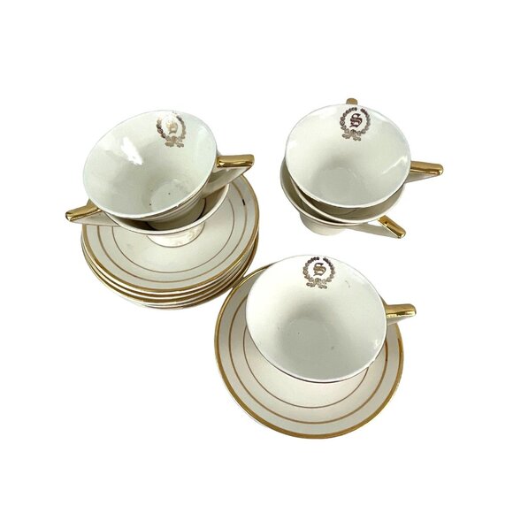 Salem China Company Ohio Made in America Art Deco 8 tea cups and saucers 23K - Picture 6 of 9